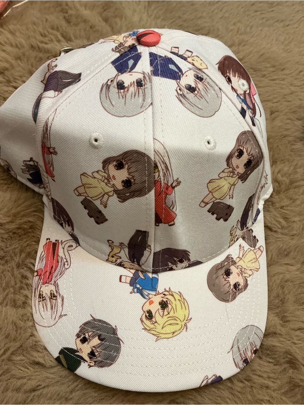 Bioworld Fruits Basket Anime Chibi Character All Over Print Strapback Hat Cap